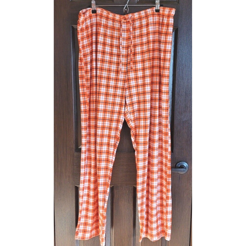 NFL Team Apparel Sleepwear 2X DENVER BRONCOS Plaid Pajama Pants Orange Blue